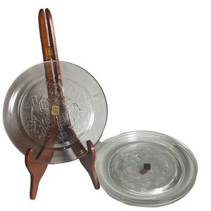 4 NWT Arcoroc France Glass Holiday 7.5" Plates Welcome Home Christmas House